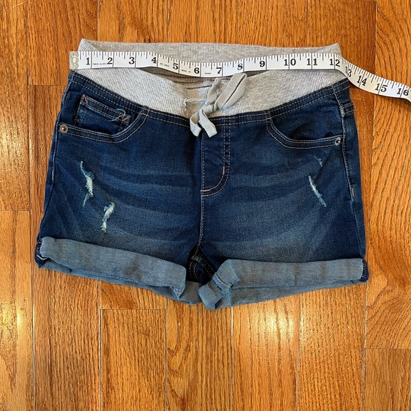 Justice Denim Pull-On Jean Cuffed Shorts - Dark Wash - Size 14 - Picture 5 of 6